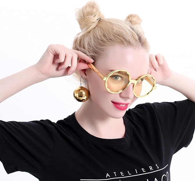Retro Disco Ball Party Favors Funny Glasses 4 Pack, Disco Sunglasses Accessories for Women and Men