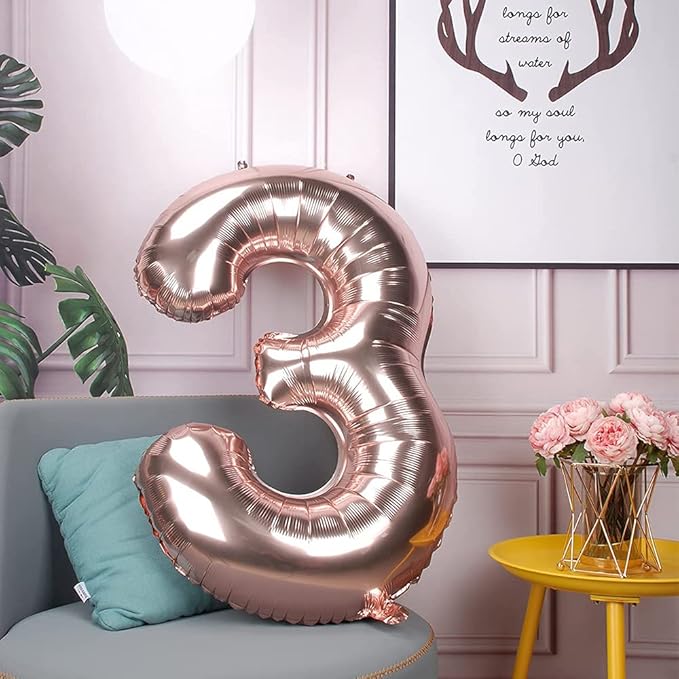 Rose Gold 13 Number Balloons Big Giant Jumbo Large Number 13 Foil Mylar Balloons for Girl Boy 13th Birthday Party Supplies 13 Anniversary Events Decorations-40 inch