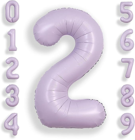 SUWEN 40 Inch Light Purple Large 2 Balloon Number Big Foil Helium Lavender Number Balloons Huge Mylar 0-9 Giant Jumbo Happy 2nd Birthday Party Anniversary Decorations
