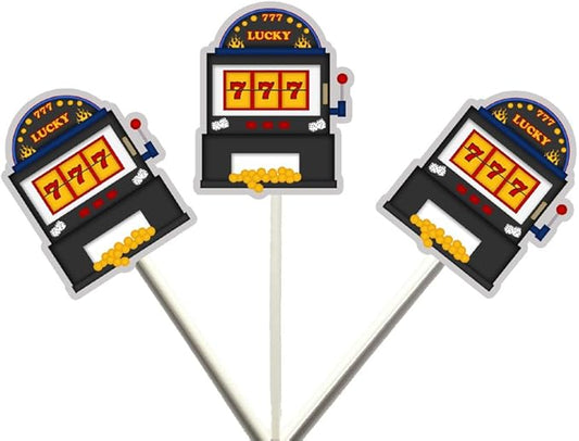 Slot Machine Cupcake Toppers, Slot Machine Birthday, Slot Machine Decorations, Vegas Cupcake Toppers