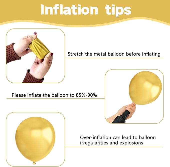 134Pcs Metallic Gold Balloons Different Sizes 5 10 12 18 Inch Chrome Gold Latex Balloon for Birthday Wedding Baby Shower.