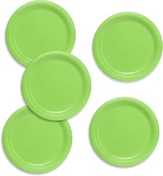 50pcs Green Solid Paper Plates 9 inches Party Dessert Plates Round for Picnic Wedding Birthday Party Supplies Decorations