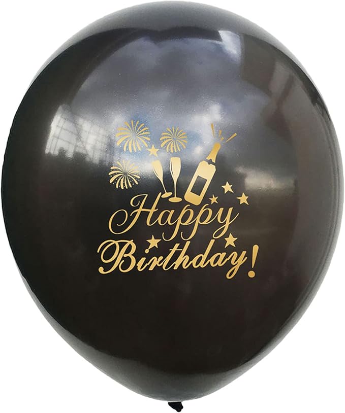 SHUNTAI Happy Birthday Balloons Black and Gold Party Decorations Latex Gold Confetti Balloon Printed Happy Birthday for Women Men Girls Boys Theme Birthday Party Decor Supplies 15 Pack 12 Inch