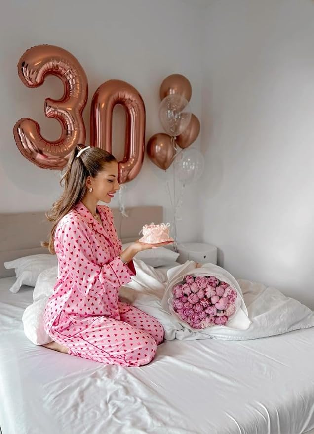 10th Number Balloon Birthday Decorations, 40 Inch Big Foil Balloon for Men & Women, Rose Gold Number Balloons for Wedding Memorial Day Birthday Aniversarry Supplies