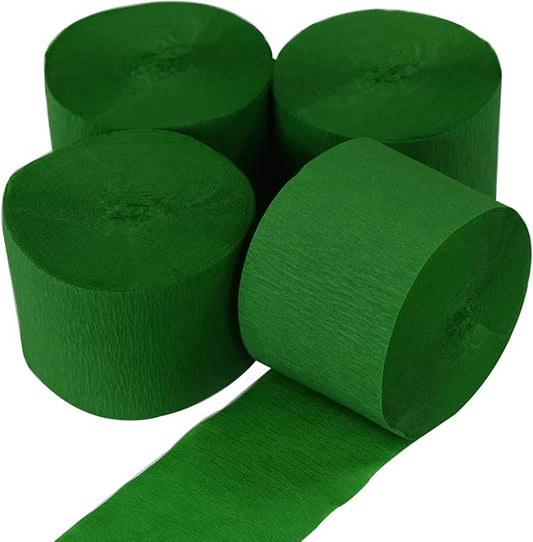 AOODOOM Crepe Paper Streamers 4 Rolls 328ft, Green Pack of Party Streamers for Birthday Decorations, Party Decorations, Wedding Decorations