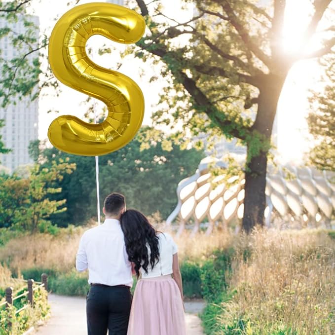 TONIFUL 40 Inch Large Gold Letter S Balloons, Helium-Filled Mylar Big Balloons for 2026 New Year Eve Graduation Wedding Baby Shower Birthday Party & Anniversary Celebrations