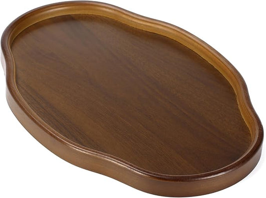 Wood Serving Tray, Wooden Tray, 14.57 Inch Irregular Decorative Serving Trays Platters for Home,Party,Coffee Table,Dining Table & Countertop