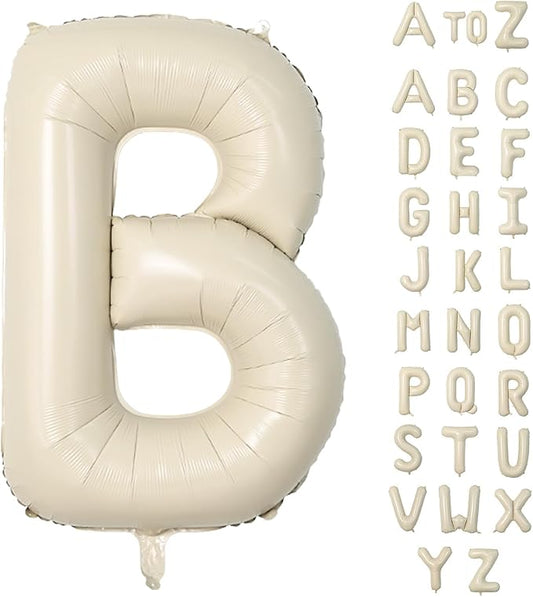 Biapian 40 Inch Giant Cream Foil Balloon - Large Aluminum B Balloons for Birthday, Baby Shower, Wedding, Anniversary Party Decoration