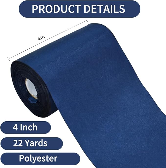 TONIFUL 4 Inch x 22yd Wide Royal Blue Satin Ribbon Solid Fabric Large Ribbon for Cutting Ceremony Kit Grand Opening Chair Sash Table Hair Car Bows Sewing Craft Gift Wrapping Wedding Party Decoration