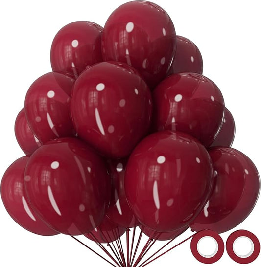 110pcs Burgundy Red Balloon 12 Inch, Burgundy Red Latex Balloons for Birthday Party Baby Shower Wedding(with 2 Ribbons).