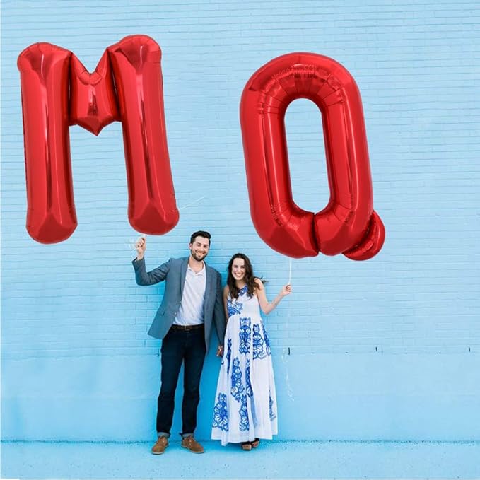 TONIFUL 40 Inch Large Bright Red Letter Balloons A-Z, Giant Jumbo Helium Foil Mylar Big Letter Q Balloons for Birthday Party Anniversary Wedding Decorations
