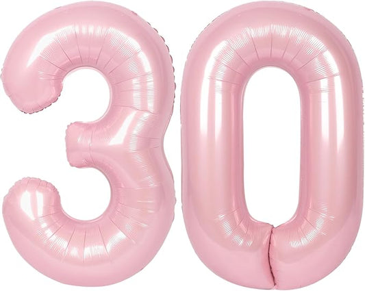 SUWEN 40 Inch Large Pink 30 Balloon Numbers Big Foil Helium Number Balloons 0-9 Jumbo Happy 30th Mylar Birthday Party Decorations for Women Anniversary Party Supplies