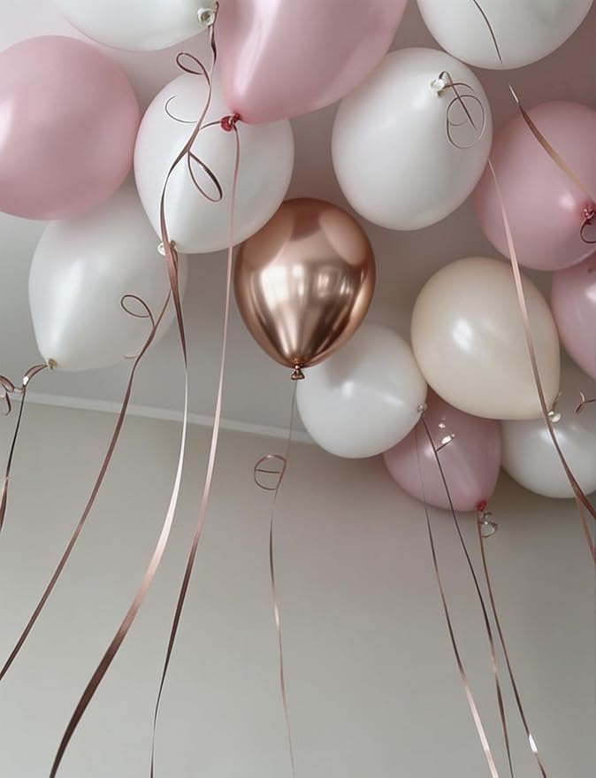 Nude Dusty Pink Balloon Set, 50PCS 12 Inch Retro Blush Pink, White Sand and Soft Champagne Gold Balloons, Romantic Boho Decor for Birthday, Bridal Shower, Baby Shower, Engagement & Wedding
