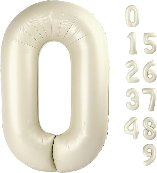 Number 0 Balloons 40 Inch Cream White Number Balloons for 10 20 30 40 50 60 70 80 90 100 Numbers Balloon Birthday Decorations Wedding Event Baby Shower