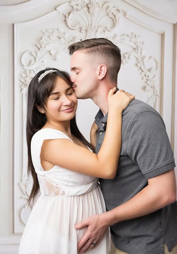 Kate Elegant Grey Wall Photo Backdrop Classic European Architectural Photography Background for Weddings and Portraits, 7x5ft