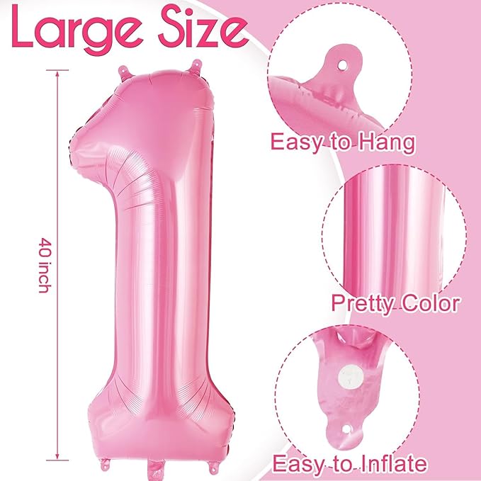 Pink Number 17 Balloons, Big Large Foil Number Balloons, Jumbo Giant Mylar Balloons for Birthday Party Decorations Supplies Anniversary (Number 17)