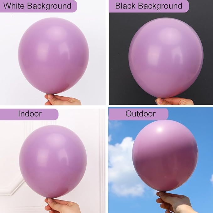 RUBFAC Dusty Purple Balloons 129pcs Different Sizes Pack of 18 12 10 5 Inch, Latex Light Lavender Lilac Balloon Garland Arch Kit for Wedding Baby Shower Gender Reveal Birthday Party Decorations