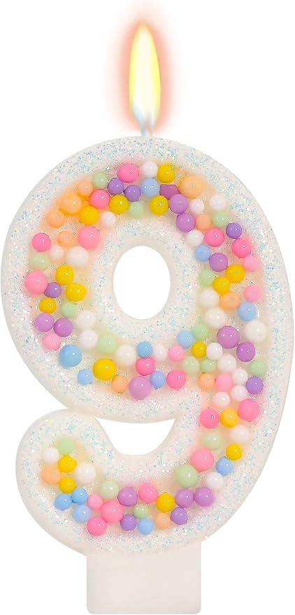 Number 9 Birthday Candle - Colorful Macaron Candles, 9 Candle Birthday Girl Women, Sweet Theme Birthday Party Supplies, Anniversary Party Cake Decorations
