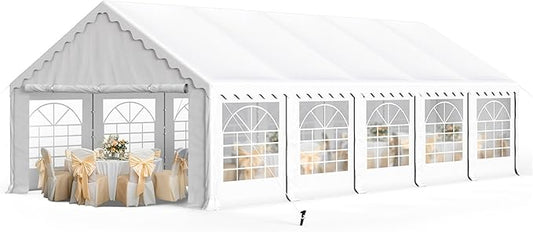 MFSTUDIO 16x32 Party Tents, Outdoor Heavy Duty Tents for Parties with Removable Sidewalls, Canopy Events Tent Shelter for Outdoor Wedding Birthday Backyard, White