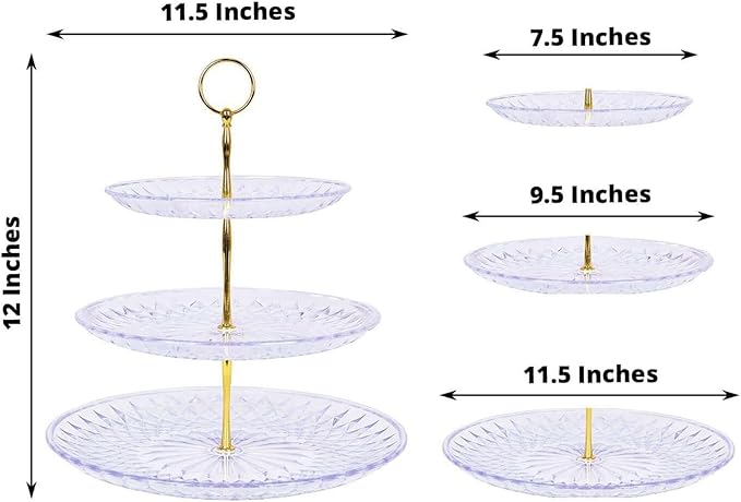 Efavormart 12" Sunflower Cut 3-Tiered Cupcake Stand, Dessert Holder - Clear Plastic