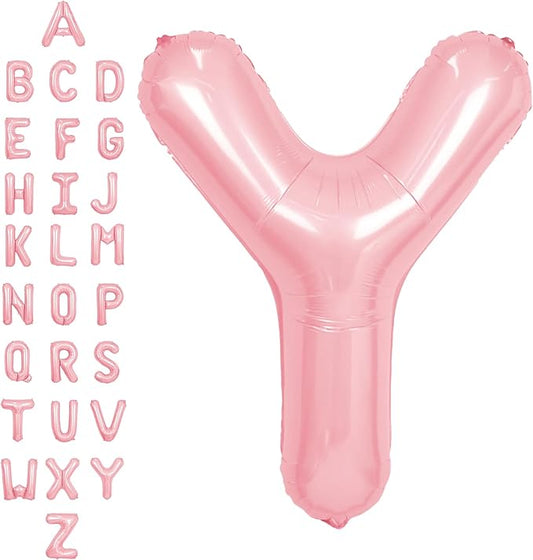 SUWEN 40 Inch Pink Large Y Letter Balloons Big Foil Helium Letter Balloons A-Z Jumbo Mylar Happy Birthday Party Decorations for Girl Anniversary Party Supplies