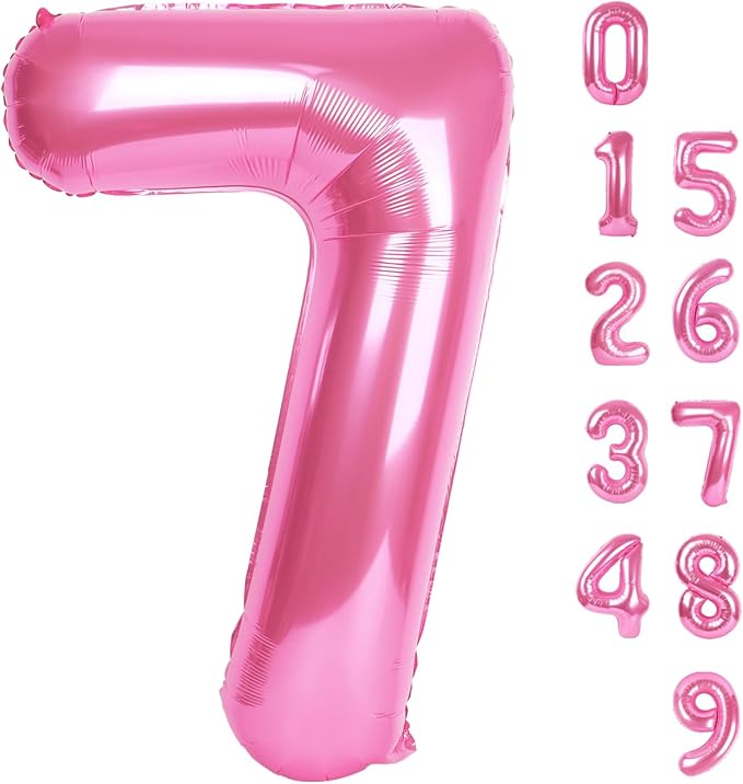 40 Inch Number 7 Balloon, 6 7 Birthday Decorations, Pink Seven Birthday Decor, 7 17 27 70 Year Old Balloon Number for Engagement, Wedding, Graduations