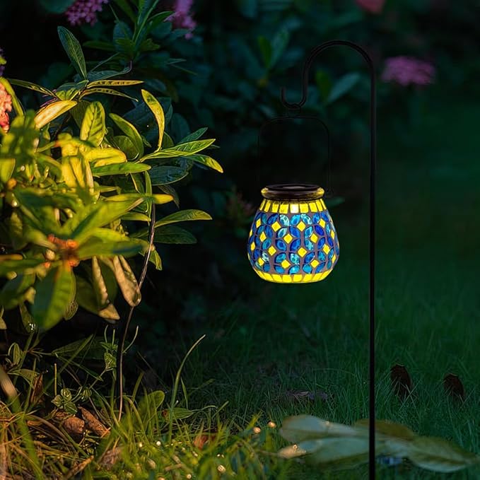 Starsoul Solar Lanterns Outdoor Waterproof, Gorgeous Mosaic Solar Lantern Outdoor Garden Decor, Solar Hanging Lights for Outside Patio Yard