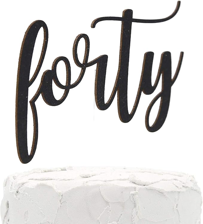 40th Birthday Cake Topper - forty - Double Sided Black glitter - Premium quality Made in USA