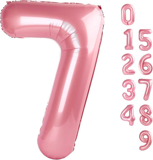 40 Inch Number 7 Balloon, 6 7 Birthday Decorations, Pastel Pink Seven Birthday Decor, 7 17 27 70 Year Old Balloon Number for Engagement, Wedding, Graduations