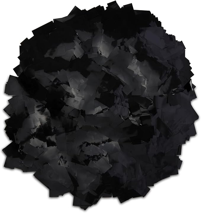 Metallic Confetti, 1 lb Bag, Shiny Foil Rectangles for Parties, Weddings, Events (BLACK)