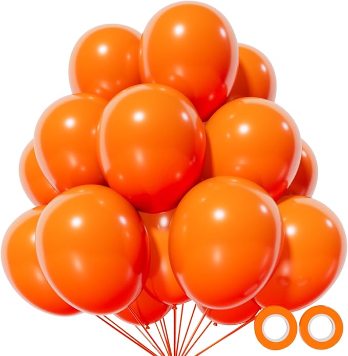 110pcs Orange Balloon 12 inch, Orange Latex Balloons for Birthday Party Baby Shower Wedding(with 2 Ribbons).