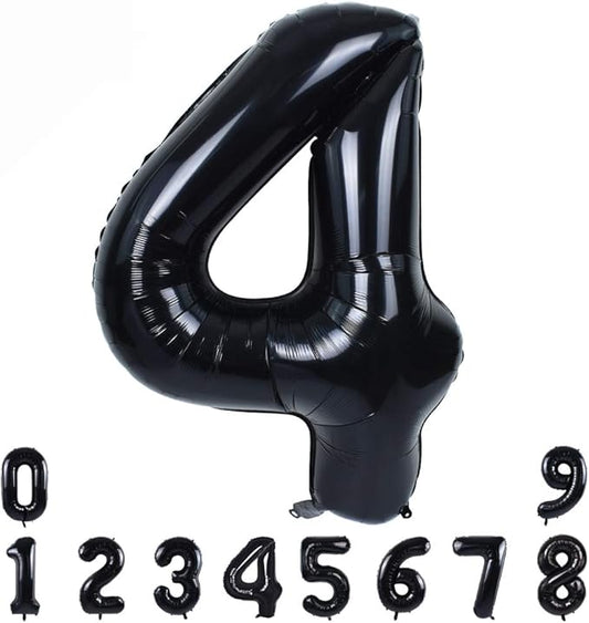 TONIFUL 40 Inch Black Large Numbers 0-9,Number 4 Digital 4 Helium Balloons,Foil Mylar Big Number Balloons for 2026 Graduation New Year Eve Birthday Party Supplies Decorations