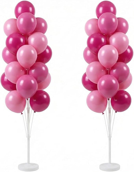 Balloon Column Kit Set of 2,5FT Balloon Tower Stand with Water Fillable Base&Pole,Pink Pillar Backdrop Decoration for Birthday,Baby Shower,Wedding,Bachelorette Party