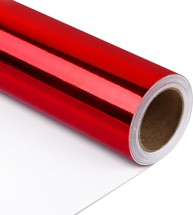 NESCCI Red Metallic Wrapping Paper, Solid Color Paper,Gift Wrapping Paper,Perfect for Wedding,Valentine's Day,Birthday, Christmas,Baby Shower,DIY Bouquet (17 Inches X 32.8 Feet)