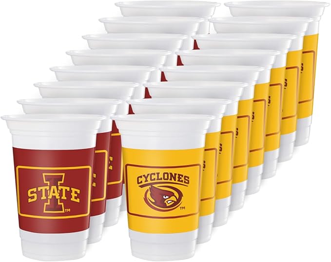 Westrick Iowa State Cyclones 16oz Plastic Cups, 16 Pack – Officially Licensed Iowa State University Disposable Party Cups with Logo – Tailgating, Game Day, Graduation Parties & Fan Celebrations