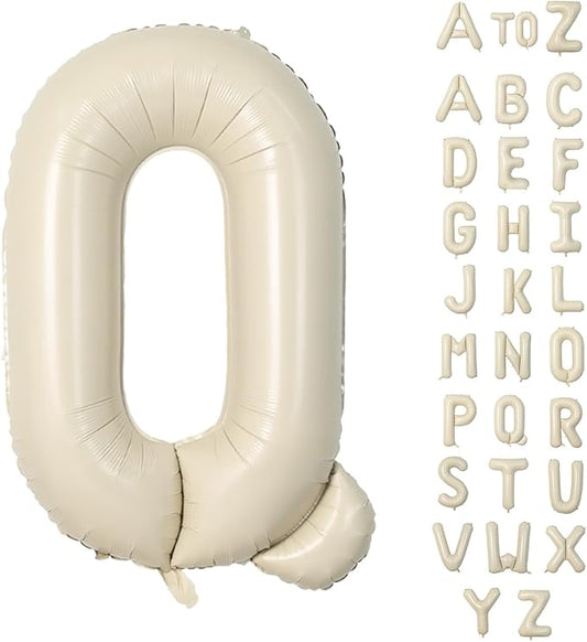 Biapian 40 Inch Giant Cream Q Foil Balloons - Big Single Alphabet A-Z Balloons, Helium for Birthday, Baby Shower, Wedding, Anniversary Party Decoration