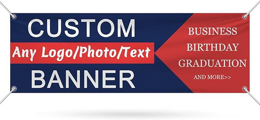 Custom Banners and Signs Customize Outdoor with Picture Photo Logo Text Personalized Horizontal Banner for Business Parties Birthday Graduation Wedding Christmas 12'x4'