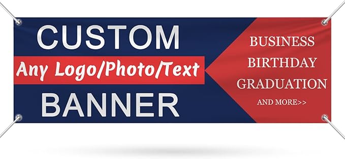 Custom Banners and Signs Customize Outdoor with Picture Photo Logo Text Personalized Horizontal Banner for Business Parties Birthday Graduation Wedding Christmas 9'x3'