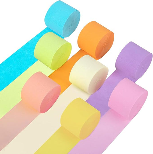 Crepe Paper Streamers, 8 Rolls Pastel Party Streamer for Spring Tea Party Decorations, Easter Wedding Bridal Baby Shower Decorations