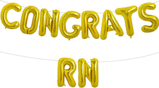 TONIFUL 2026 Nurse Graduation Decorations Gold Congrats RN 2026 Balloons 16 Inch RN 2026 Banner Class of 2026 RegisteGold Nurse Balloons Decorations 2026 Nursing Graduation Party Supplies