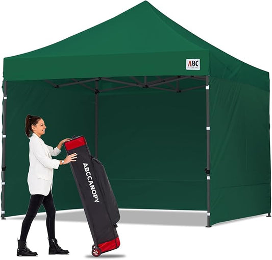 ABCCANOPY Heavy Duty Easy Pop up Canopy Tent with Sidewalls 10x10, Forest Green