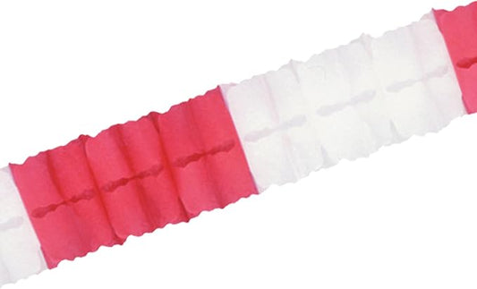 Beistle 55628-RW Tissue Paper Leaf Garland, 4.5" x 12', Red/White