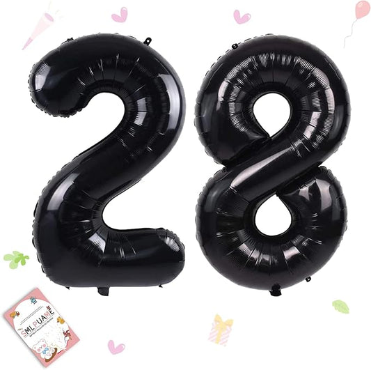 40 inch Number Balloon 0-9 Black Large Number 28 Balloons,Digital Balloons for Birthday Party Celebration Decorations Supplies, Helium Foil Number Balloons for Wedding Anniversary