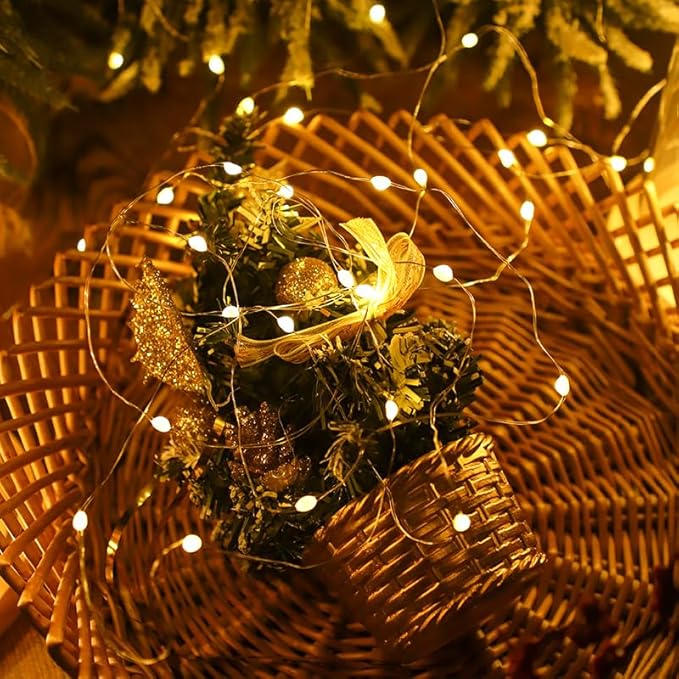 6 Pcs Fairy Lights Battery Operated, Christmas Tree Decor Twinkle Lights, 10 feet 30 LEDs String Lights, Flashing and Constant Light Modes, for Parties, Glass Bottle Decoration (Warm Color)