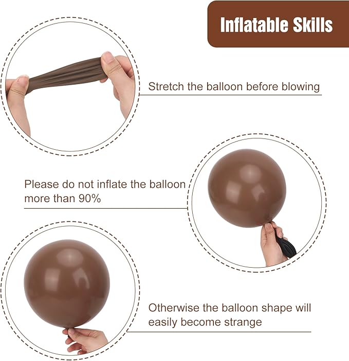 RUBFAC 135pcs Brown Balloons, Boho Coffee Latex Balloon Different Sizes 18 12 10 5 Inch for Garland Arch Wedding Baby Shower Jungle Safari Fall Birthday Bear Themed Party Decorations