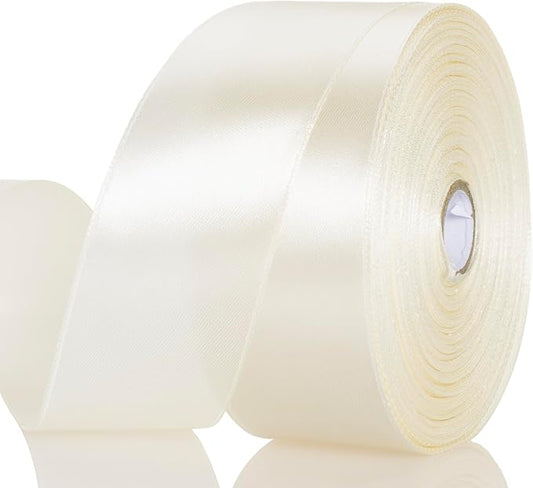 YASEO 1 1/2 Inch Ivory Solid Satin Ribbon, 50 Yards Craft Fabric Ribbon for Gift Wrapping Floral Bouquets Wedding Party Decoration