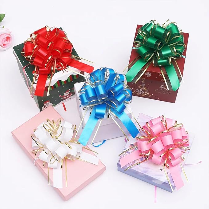 HQJAXJ 6 Pcs Pull Bows for Gift Wrapping - 6 Inch Ribbon Bows for Christmas, Wedding, Valentine's Day (Light Blue)