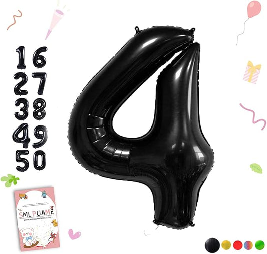 40 inch Number Balloon 0-9 Black Large Number 4 Balloons,Digital Balloons for Birthday Party Celebration Decorations Supplies, Helium Foil Number Balloons for Wedding Anniversary