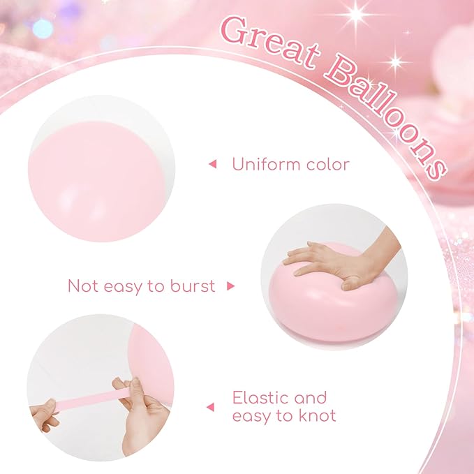 60pcs Pink Bow Balloons 12inch, Pink White Clear Bow Balloons for Coquette Baby Shower Bridal Shower Birthady Party Decorations