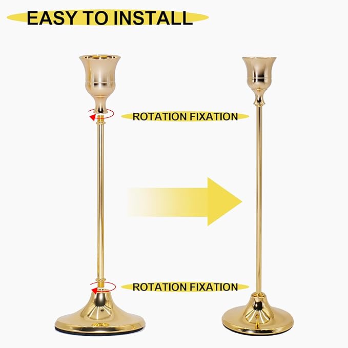 Candlestick Holders 9PCS, Metal Taper Candle Holder, Gold Vintage Candle Holders for Pillar Candles, Table Mantel Wedding Festive Decor Party Party Decor Christmas Decorations